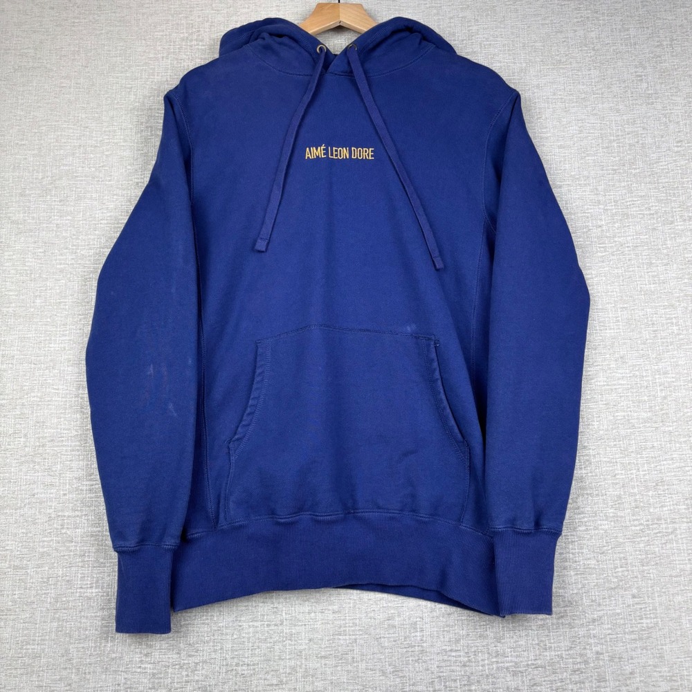 Aime Leon Dore Mens Navy Blue Embroidered Logo Hoodie Sweatshirt Medium‎